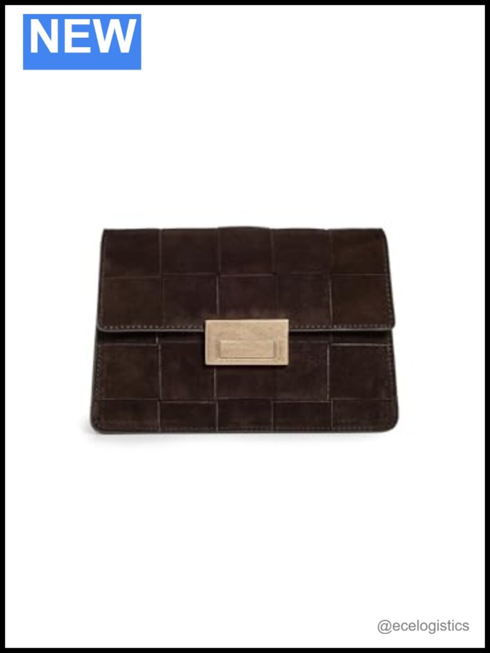 Leather Woven Clutch with Gold-Tone Hardware, Optional Strap